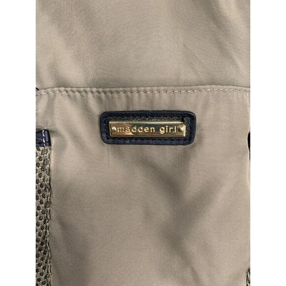 Madden Girl Olive Green Backpack With Mesh Pockets & Leather Trim - Picture 3 of 9